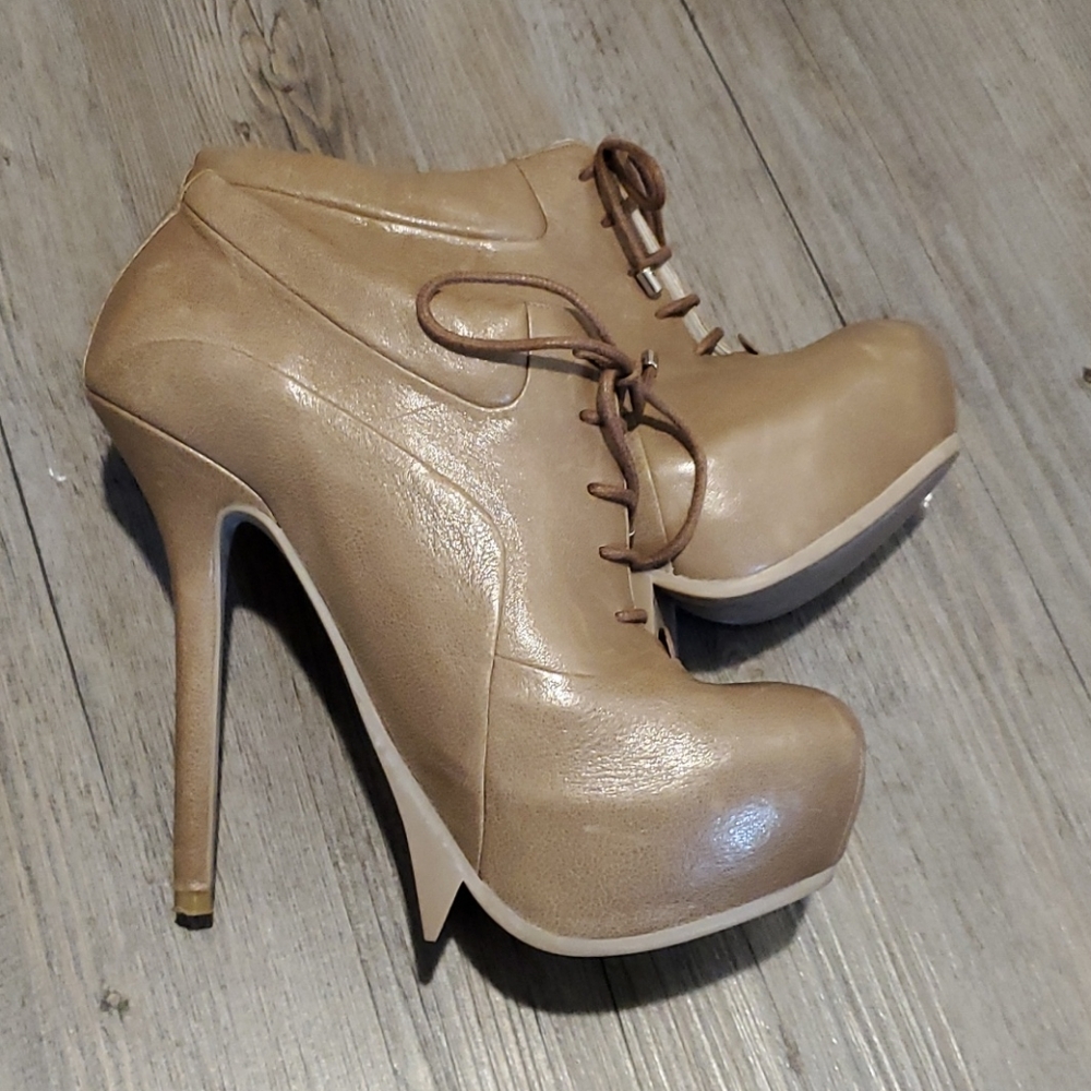 Camilla Skovgaard | Lace-up Stilletto Ankle Bootie | 37 | Taupe